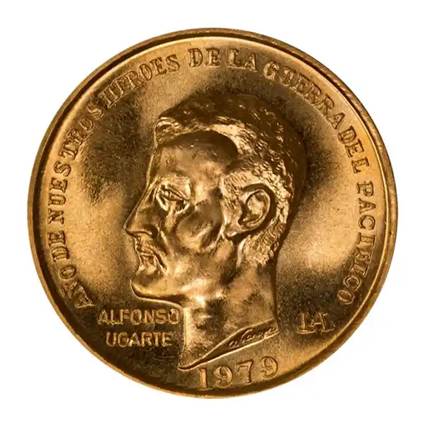 moneda de oro-la guerra del pacífico-cara